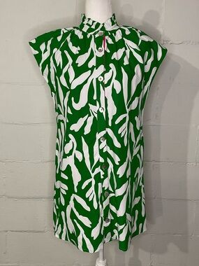 THML Green and White Abstract Print Mini Dress
